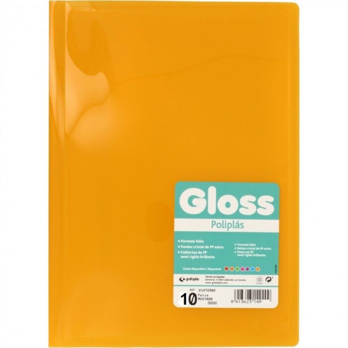 POLIPLAS 10 FUNDAS FOLIO GLOSS AMARILLO