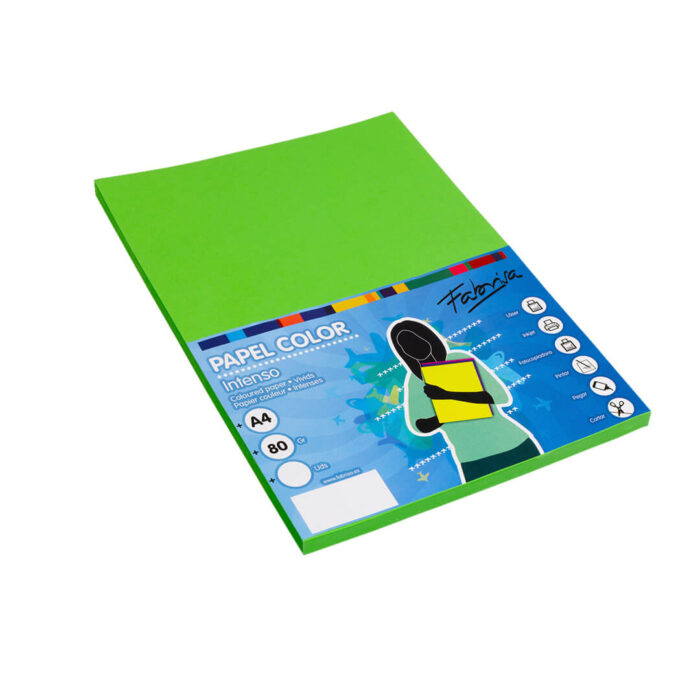 PAQ 100H PAPEL 80G A4 VERDE FUERTE
