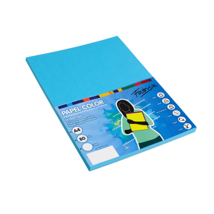 PAQ.100H PAPEL 80G A4 AZUL TURQUESA