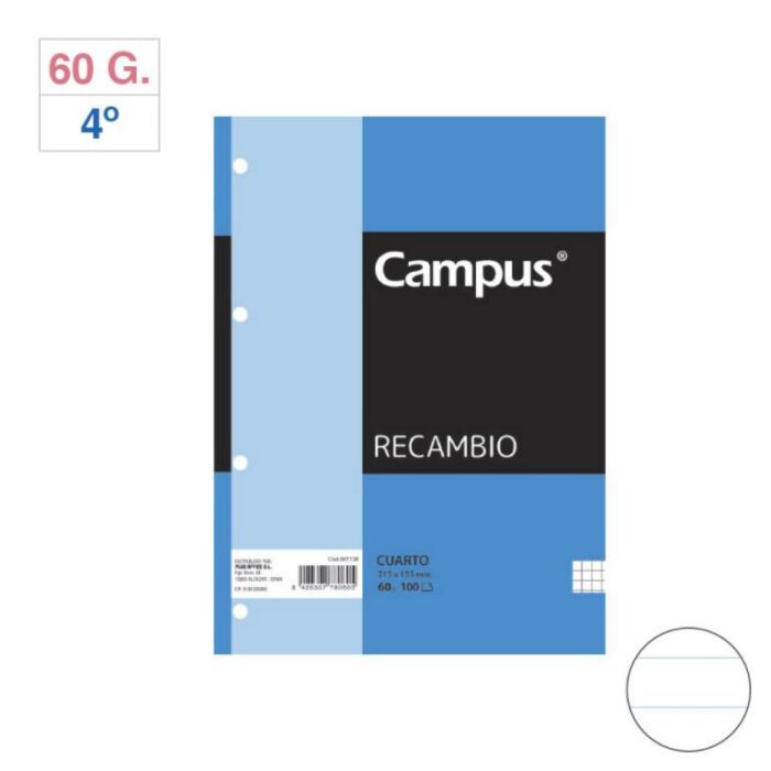 RECAMBIO CAMPUS 4º 100H 60G 4T RAYADO HORIZONTAL