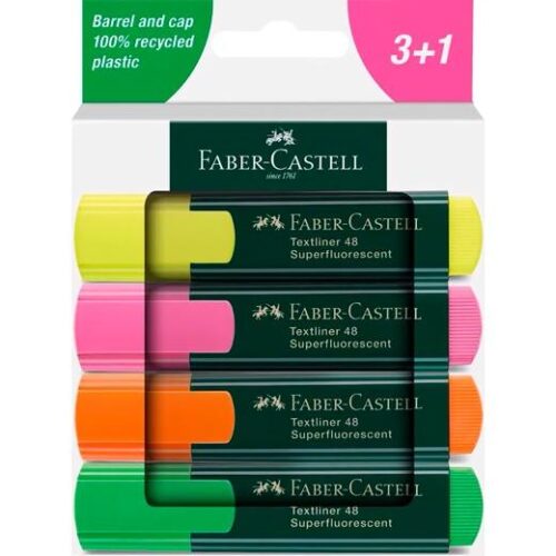 FABER CASTELL MARCADOR FLUORESCENTE BLISTER 3+1
